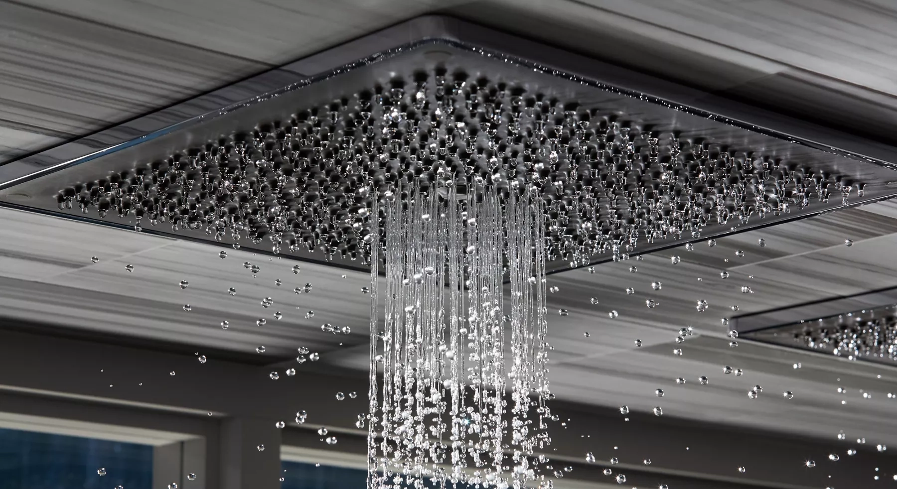 Image of a bathroom shower turned on